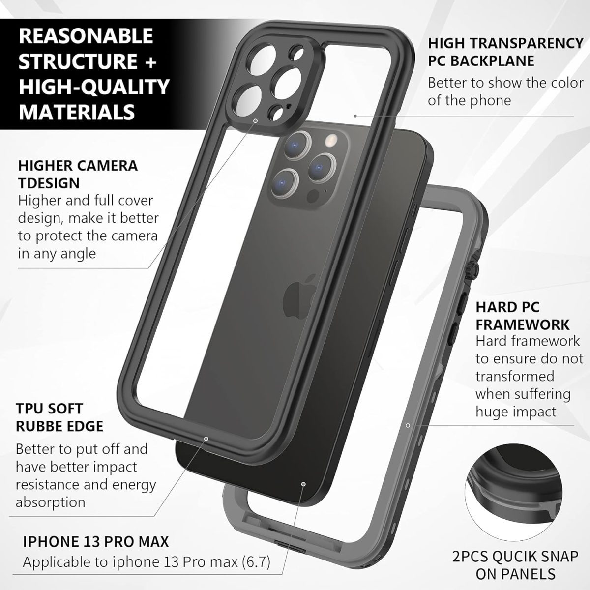 Shockproof, Dustproof, Drop-proof, Waterproof Wireless Magnetic High-Quality Phone Case For iPhone 13 Pro Max by Coral Case