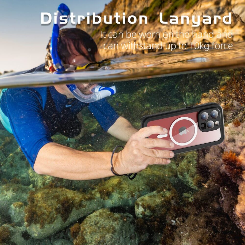 A Man Capturing Photo Into The Water With iPhone 15 Pro IP68 Waterproof Rugged Phone Case