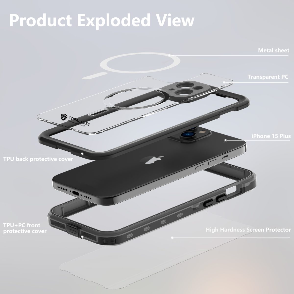 iPhone 15 Plus Waterproof Case - Coral Case
