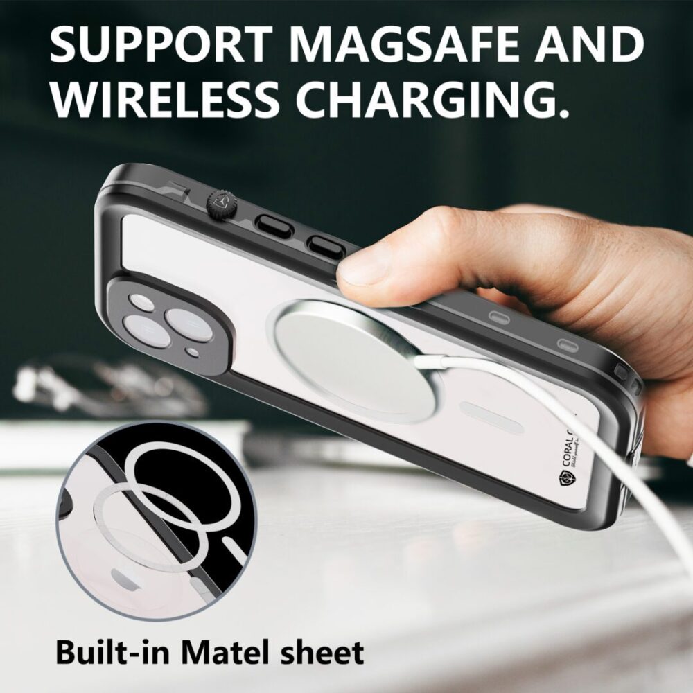 iPhone 14 (6.1″) IP68 Waterproof Wireless Charging Rugged Phone Case