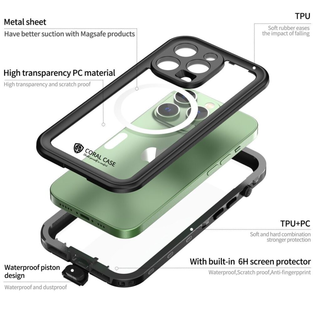 iPhone 14 Pro IP68 Waterproof Phone Case Front And Back Side