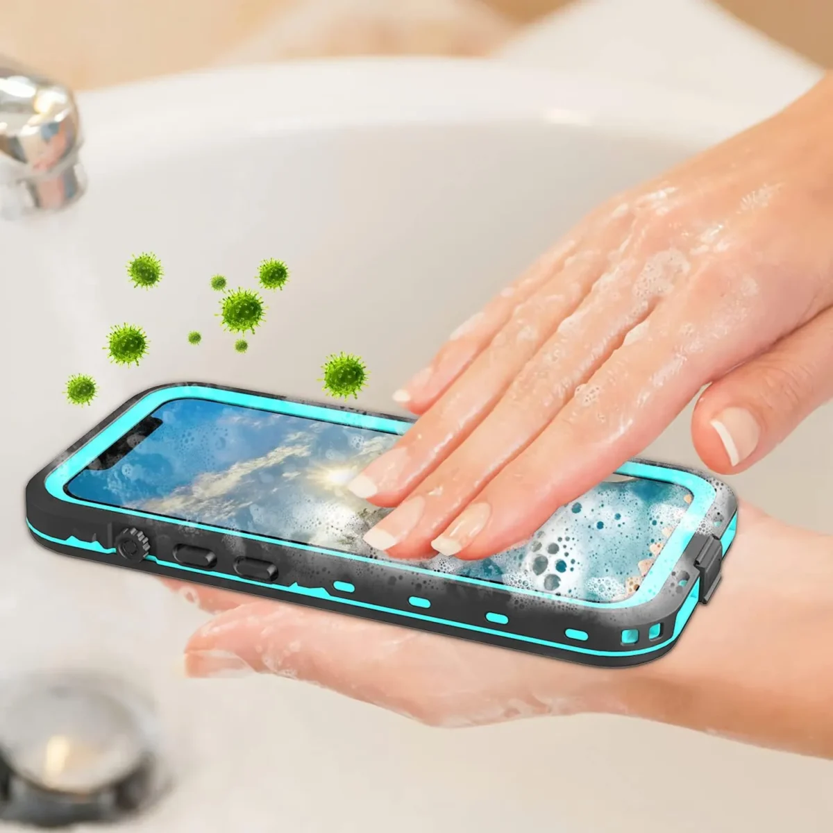 iPhone 13 IP68 Waterproof Phone Case By Coral Case Cleaning By Water