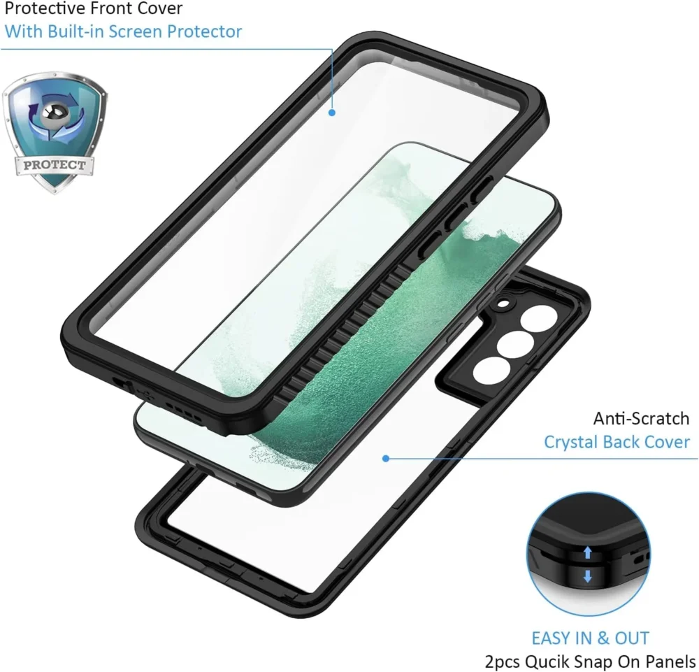 Samsung S22 Plus IP68 Waterproof Phone Case With Protective Front Cover And Anti Scratch Back Cover