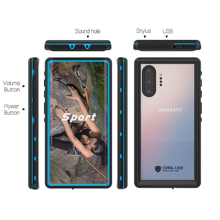 Samsung Galaxy Note 10+ IP68 Waterproof case front, rear, top bottom view
