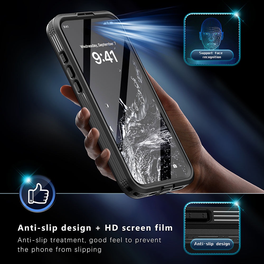 iPhone 16 Pro Max IP68 Waterproof Anti Slip HD Screen Phone Case