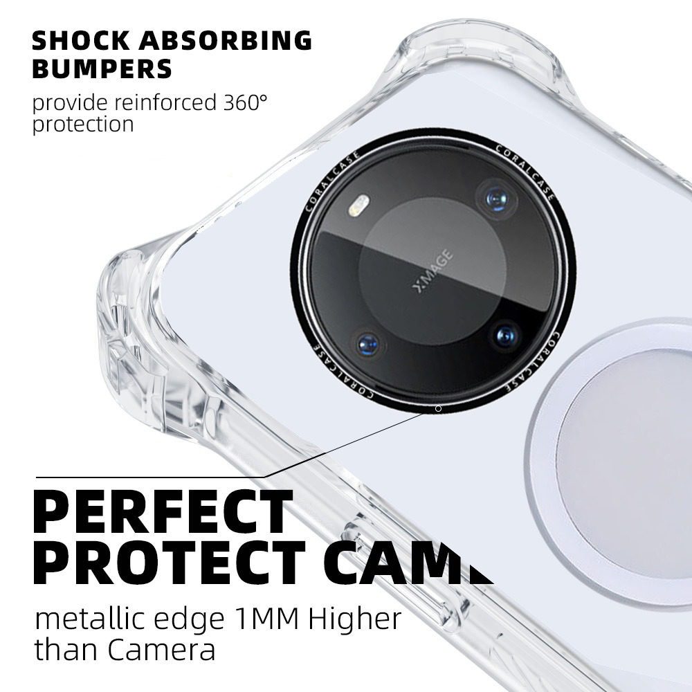 Huawei Mate 60 Pro+ Transparent White Bounce Case MagSafe Compatible 7.5M Shockproof - Camera Protection
