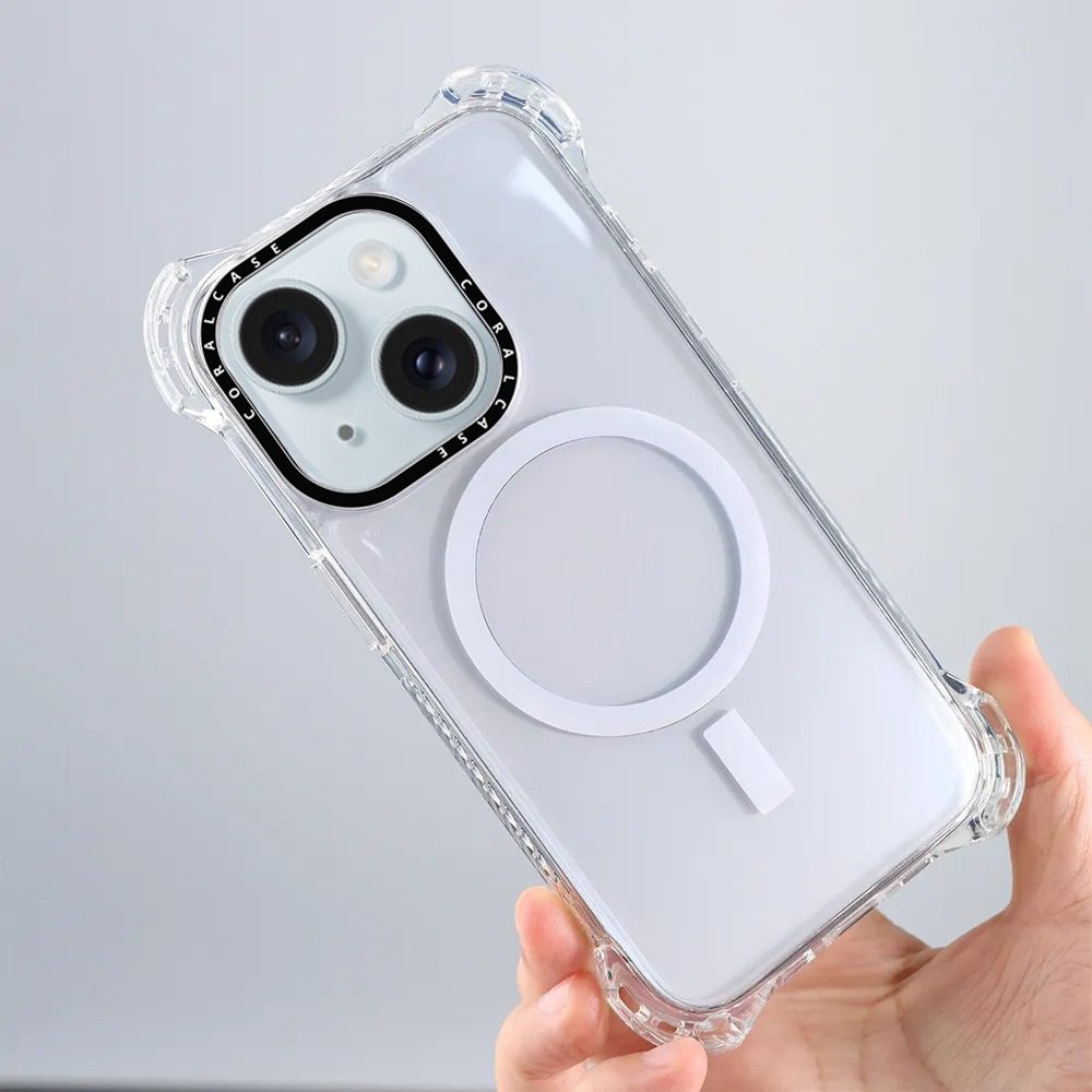 iPhone 13 Mini Transparent White Bounce Case MagSafe Compatible 7.5M Shockproof - Rear View