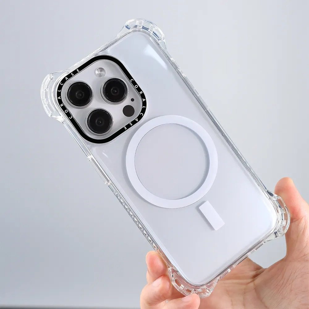 iPhone 13 Pro Max Transparent White Bounce Case MagSafe Compatible 7.5M Shockproof Dropproof