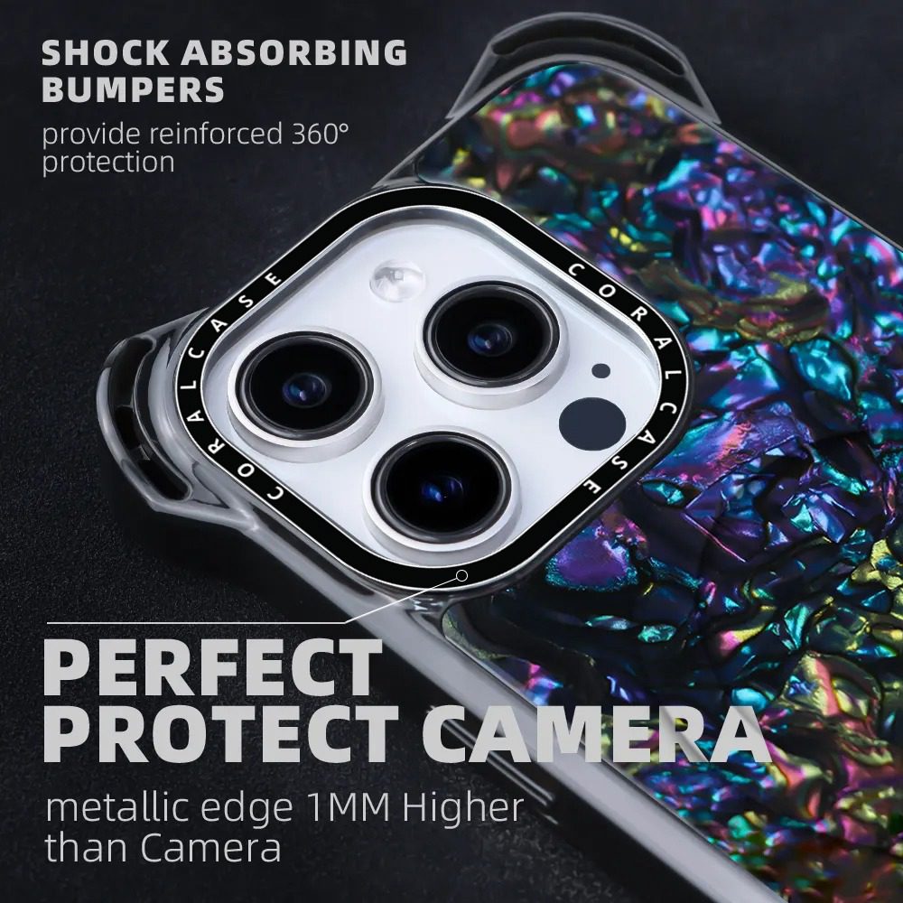 iPhone 15 Pro Max Abalone Shell MagSafe Compatible 7.5M Shockproof Dropproof case - close camera view