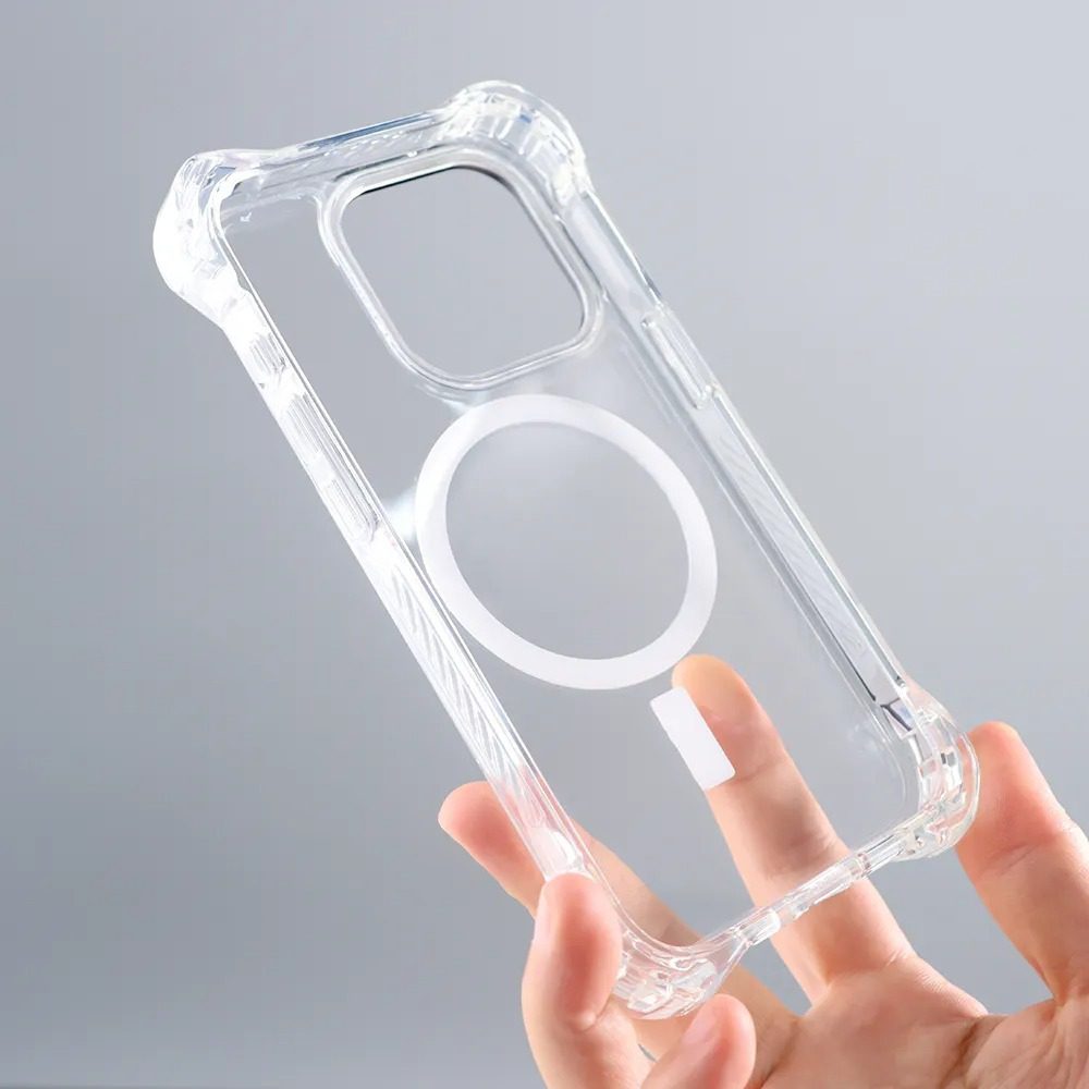 iPhone 15 Pro Max Transparent White Bounce Case MagSafe Compatible 7.5M Shockproof - clear