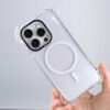 iPhone 15 Pro Transparent White Bounce Case MagSafe Compatible 7.5M Shockproof Dropproof
